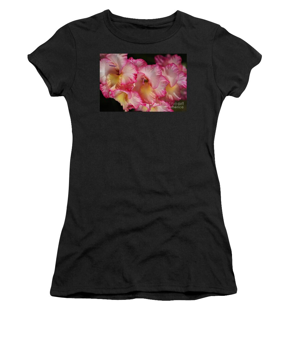 Hortulanus Art Women's T-Shirt featuring the photograph Gladiolus Flowers Display by Joy Watson