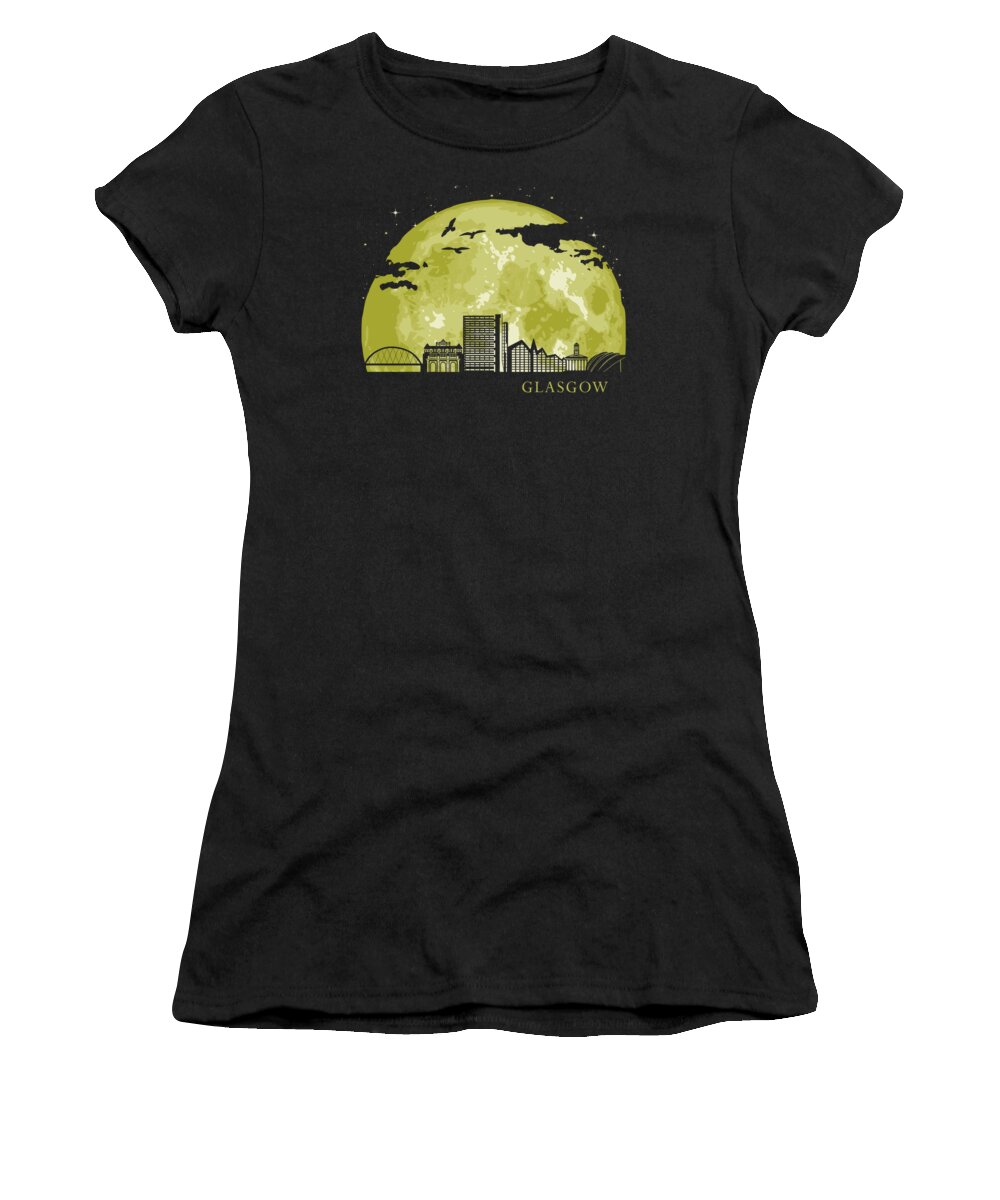 Scottish Women's T-Shirt featuring the digital art GLASGOW Moon Light Night Stars Skyline by Filip Schpindel