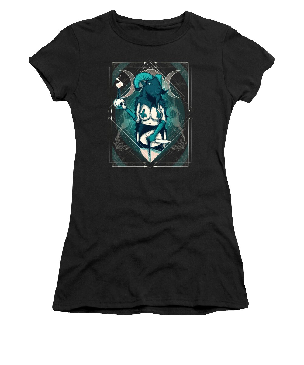 Tarot Women's T-Shirt featuring the drawing Goat by Ludwig Van Bacon