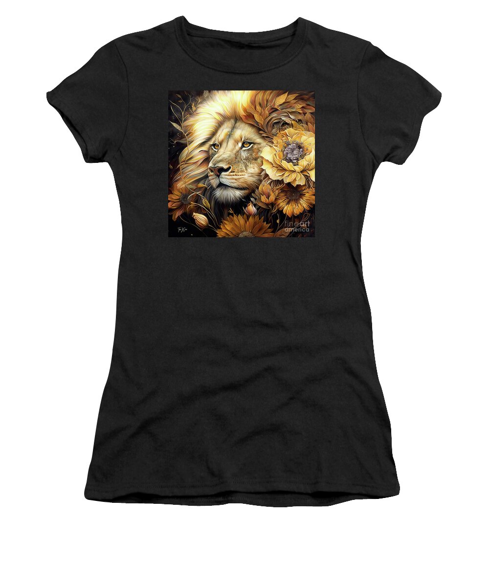 Lion Women's T-Shirt featuring the painting Golden Spirit Lion by Tina LeCour