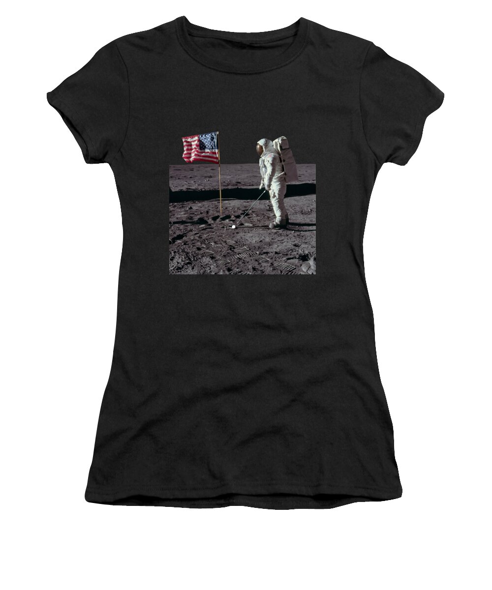 Astronaut Women's T-Shirt featuring the photograph Golf on the moon by Delphimages Photo Creations