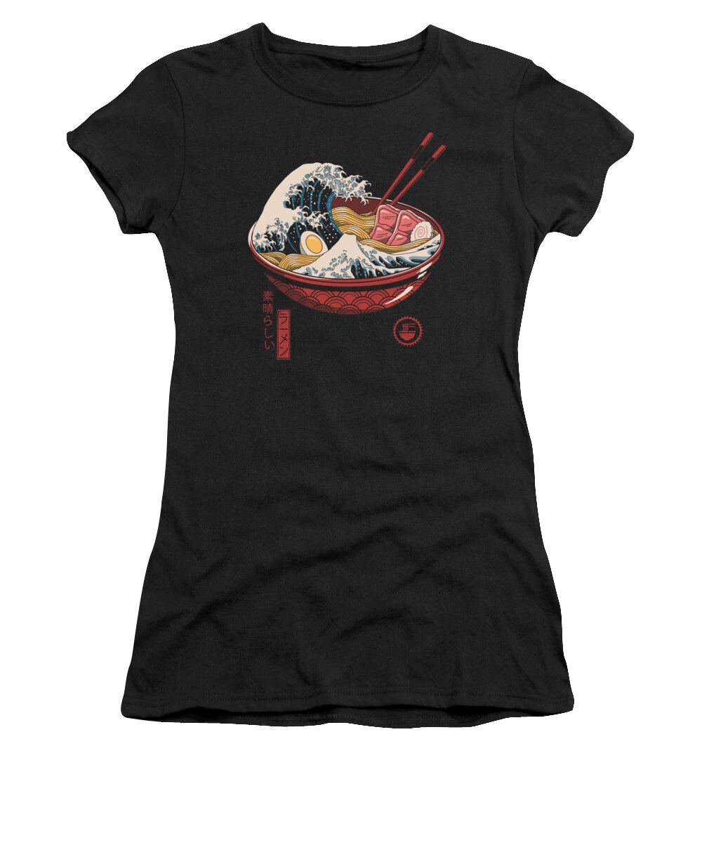 Ramen Women's T-Shirt featuring the digital art Great Ramen Wave by Vincent Trinidad
