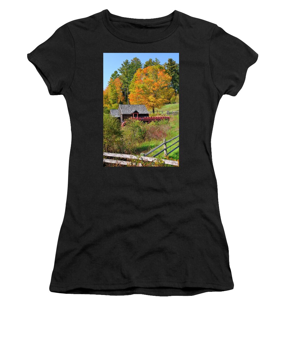 Autumn Women's T-Shirt featuring the photograph Guildhall Gristmill with Autumn Foliage by Luke Moore