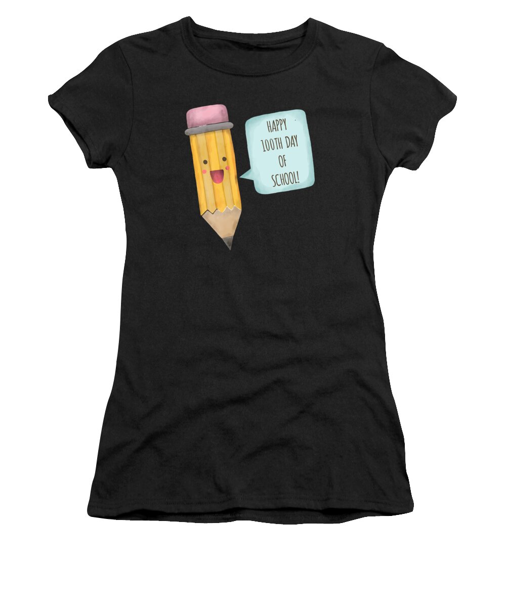 Funny Women's T-Shirt featuring the digital art Happy 100th Day Of School by Flippin Sweet Gear