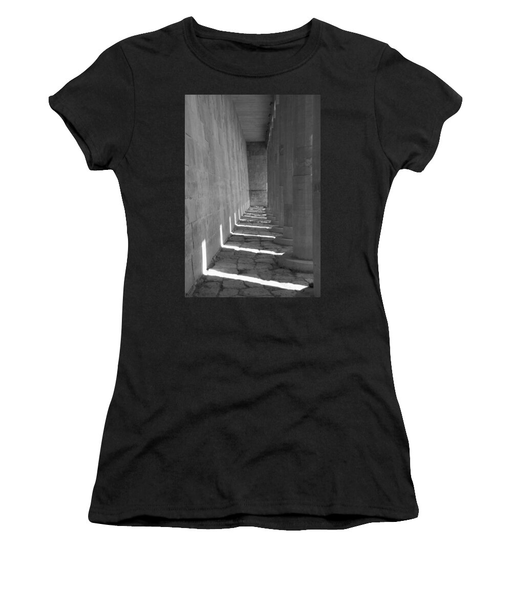 Architecture Women's T-Shirt featuring the mixed media Hatshepsut's Temple by Moira Law