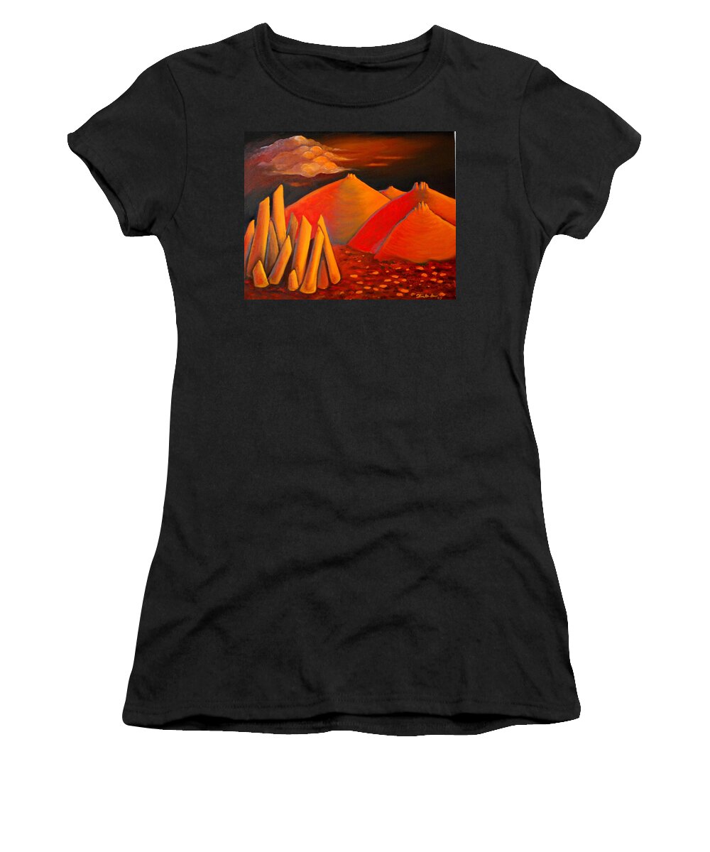 Hills Women's T-Shirt featuring the painting Hearson's Cove by Franci Hepburn