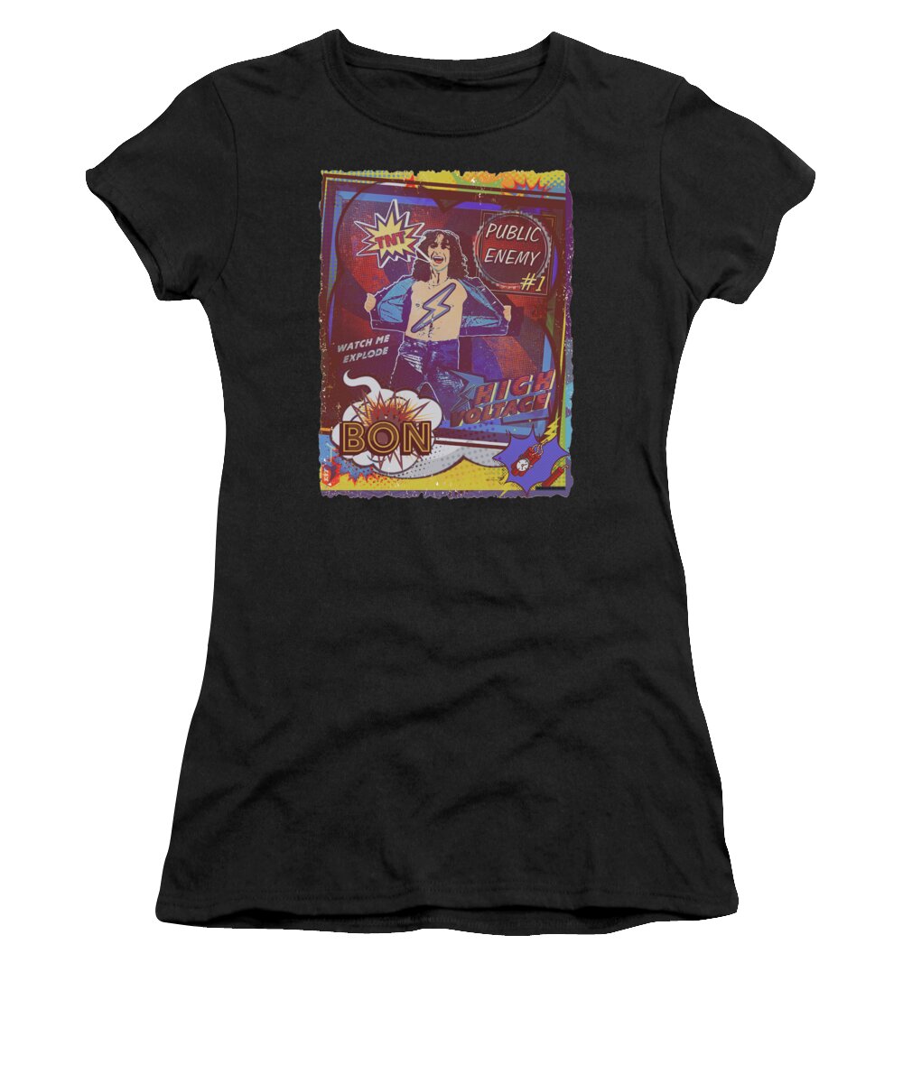 Acdc Women's T-Shirt featuring the digital art High Voltage Comic Book Cover by Christina Rick