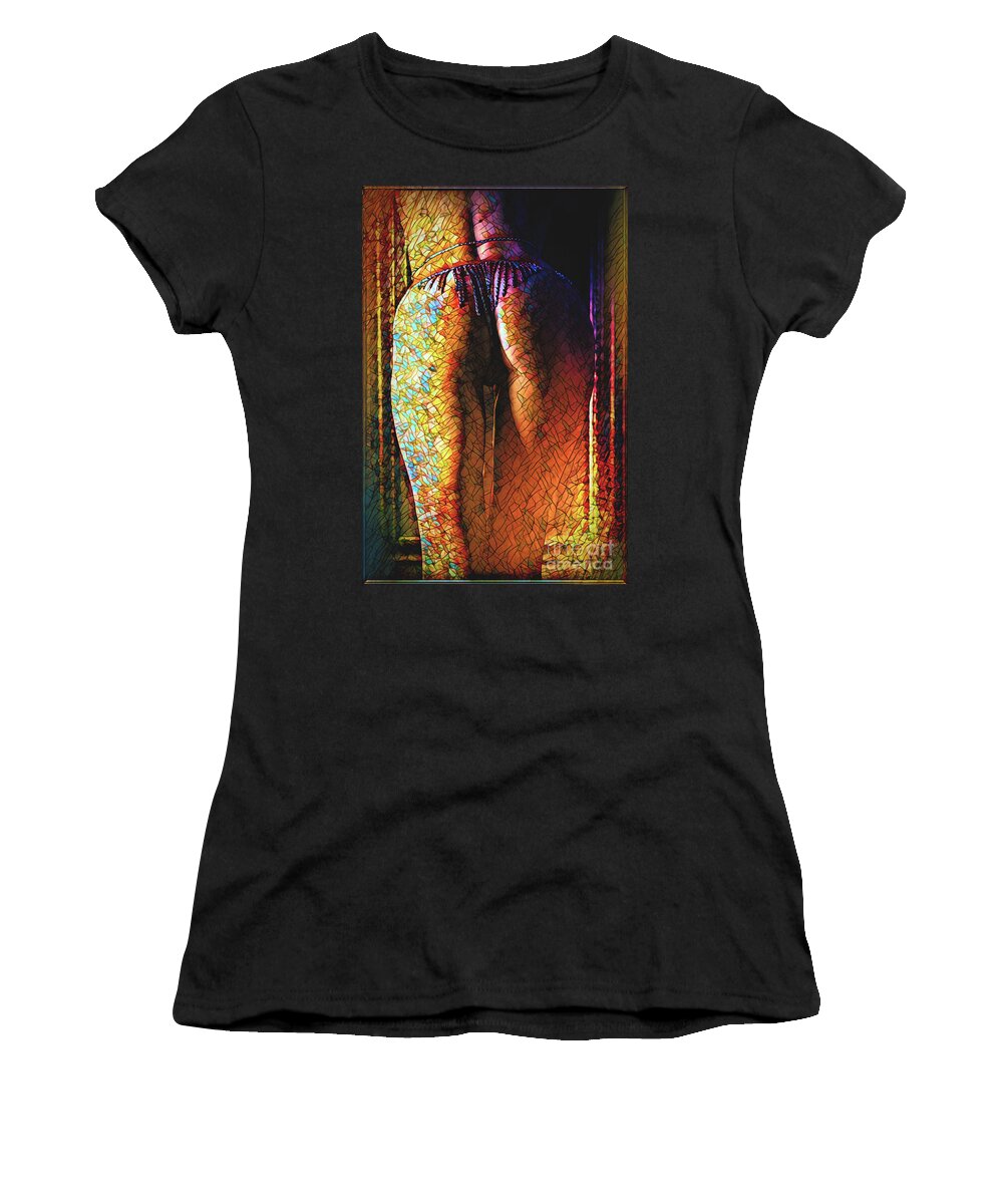 Dark Women's T-Shirt featuring the digital art Shrouded In Shadows Stained Glass by Recreating Creation