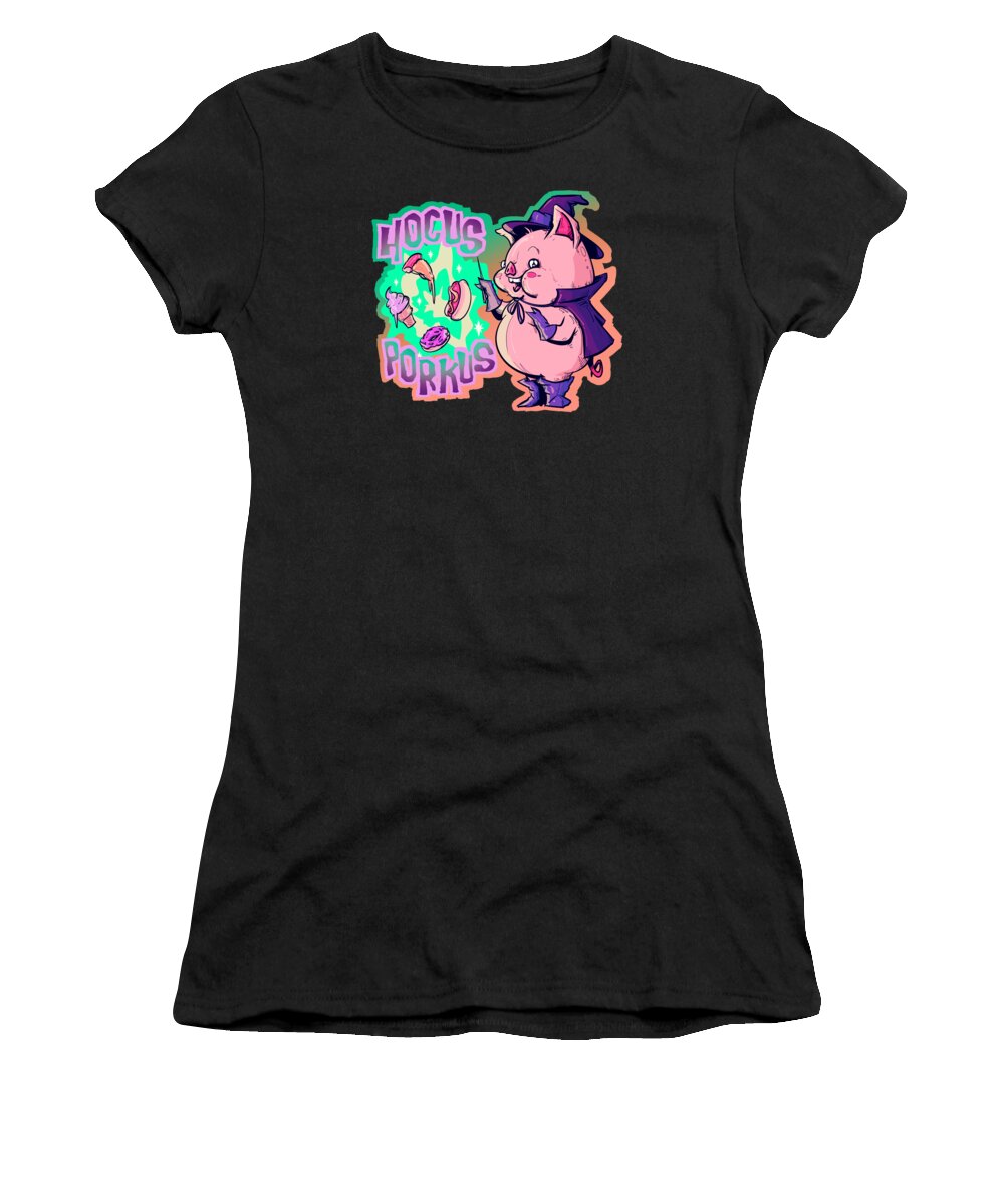 Pig Women's T-Shirt featuring the drawing Hocus Porkus by Ludwig Van Bacon