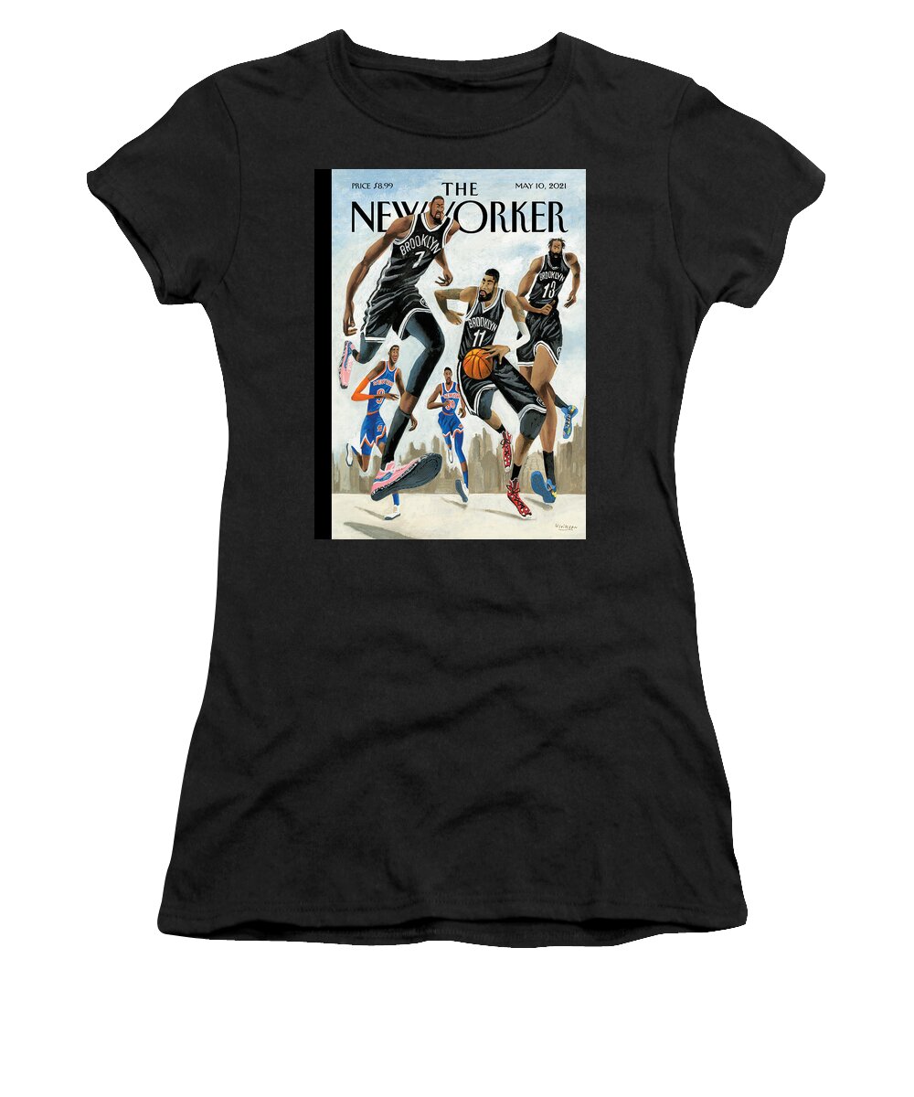 Nyc Women's T-Shirt featuring the painting Hoop Dreams in New York by Mark Ulriksen