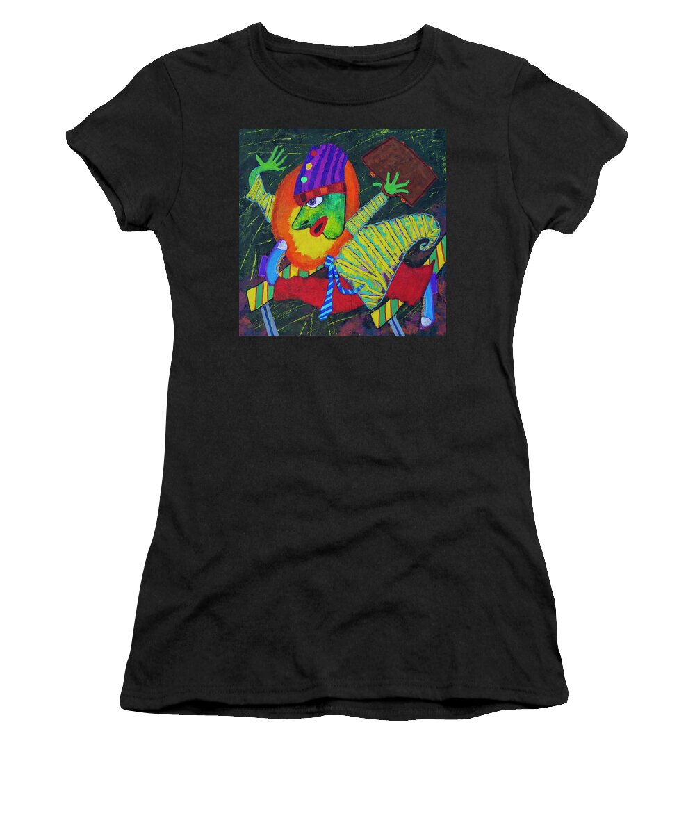 Visionary Visionaryart Art Painting 16x16 Hurry Late Running Women's T-Shirt featuring the painting Hurry by Hone Williams