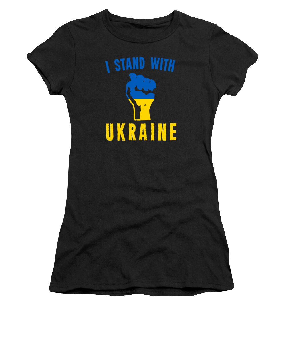 Ukrianians Women's T-Shirt featuring the digital art I Stand With Ukraine by Flippin Sweet Gear