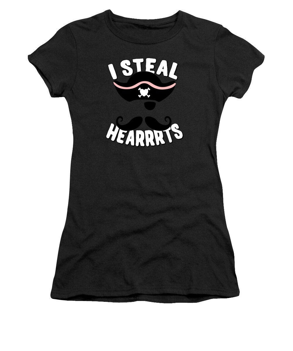 Cool Women's T-Shirt featuring the digital art I Steal Hearrrts Valentines Pirate by Flippin Sweet Gear