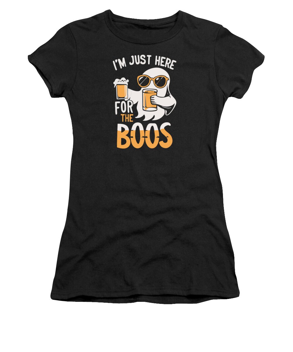 Halloween Women's T-Shirt featuring the digital art Im Just Here For the Boos Ghost by Flippin Sweet Gear
