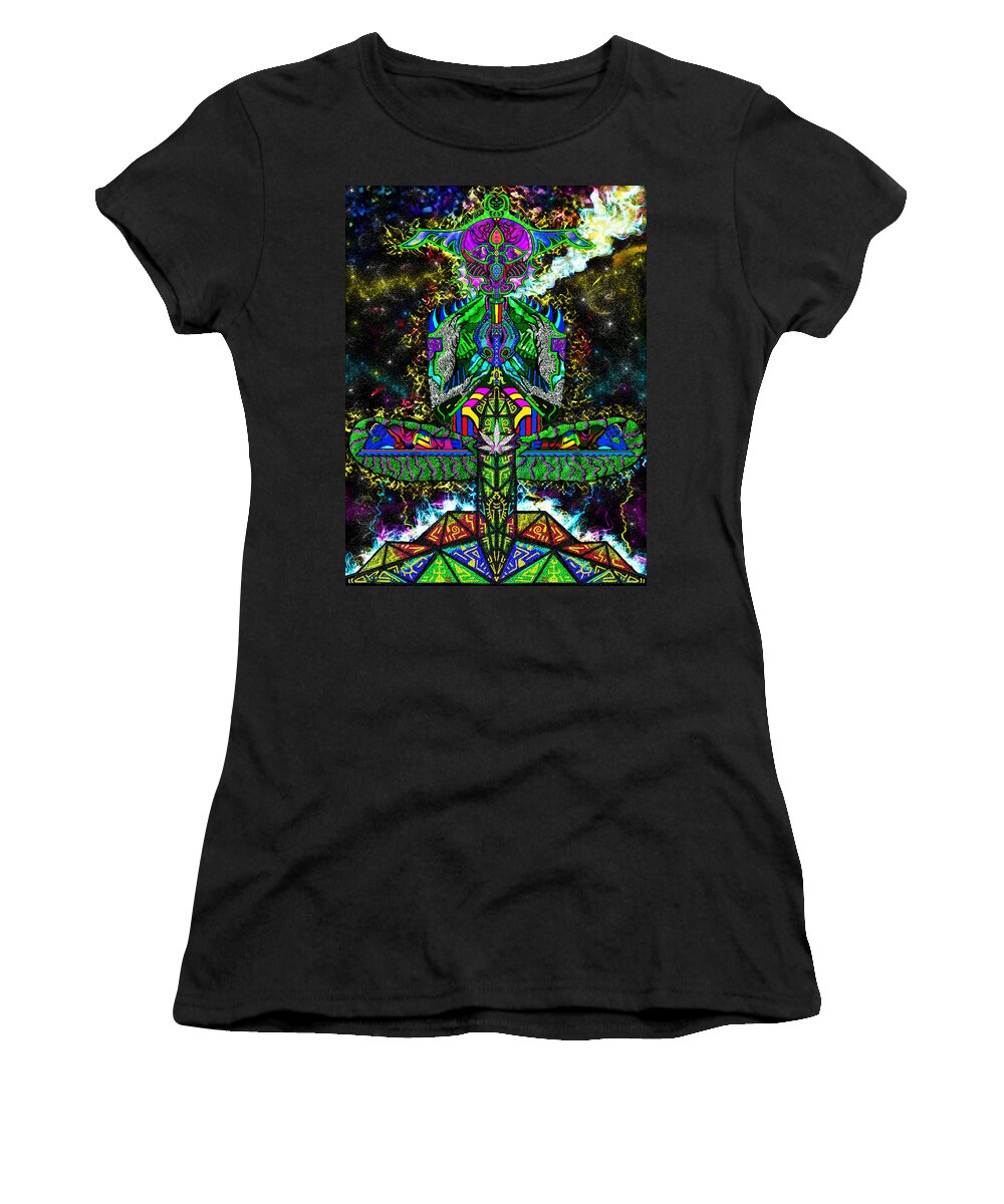 Visionary Women's T-Shirt featuring the mixed media InterStellar Toker by Myztico Campo