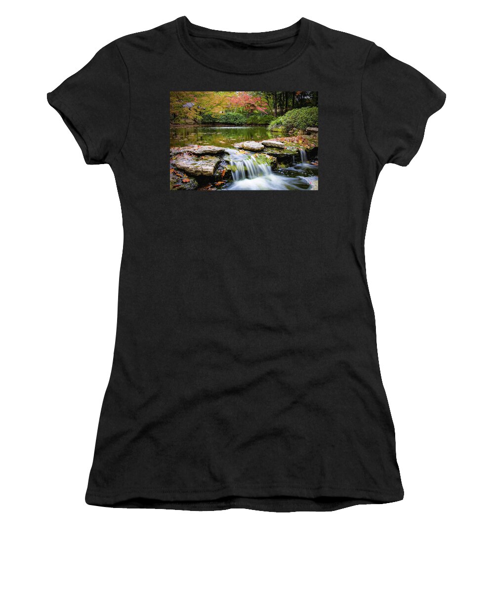 Japanesegarden Women's T-Shirt featuring the photograph Japanese Garden in Fall by Pam Rendall