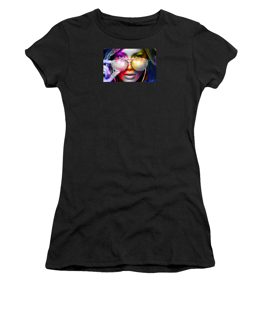 Digital Art Women's T-Shirt featuring the mixed media Jennifer Lopez by Marvin Blaine