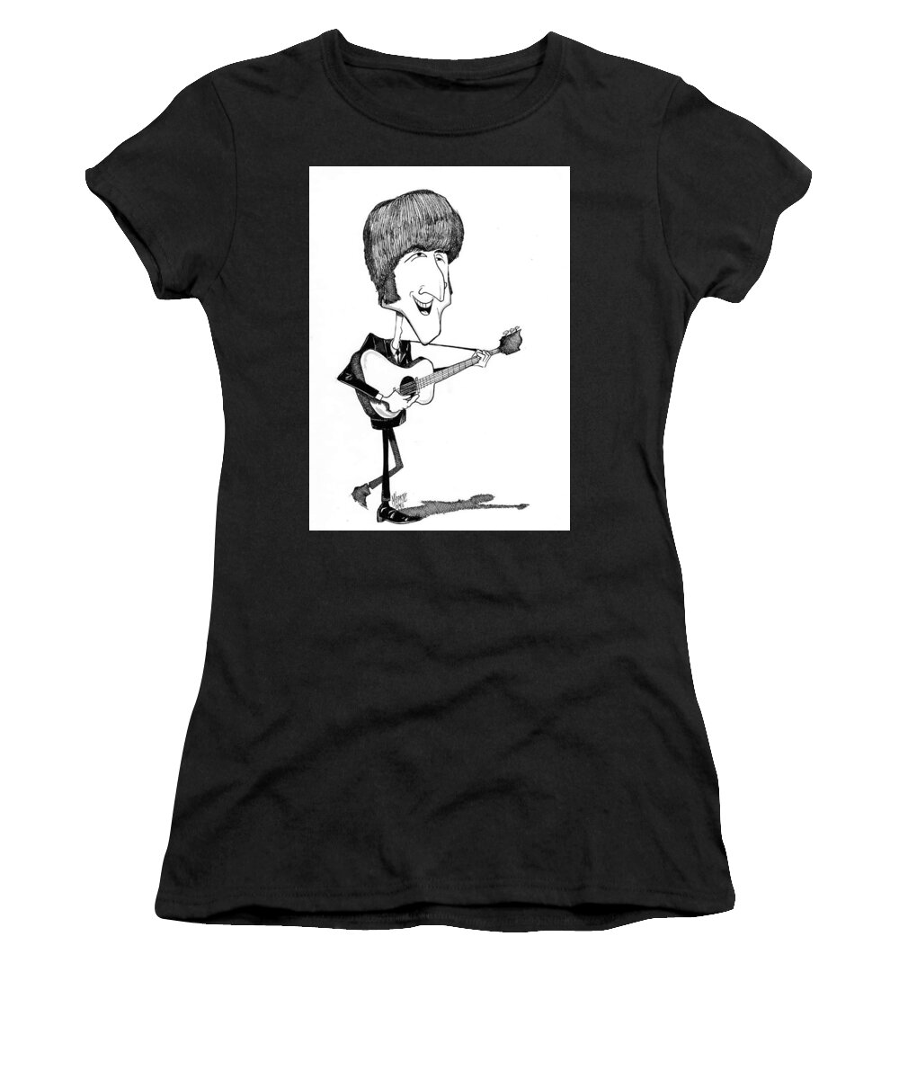 Beatles Women's T-Shirt featuring the drawing John Lennon by Michael Hopkins