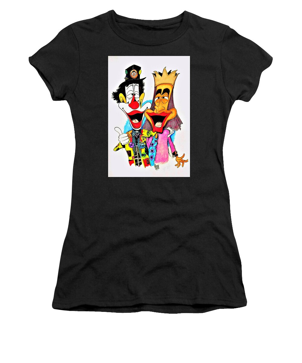 Jp Women's T-Shirt featuring the drawing JP Patches and Gertrude by Michael Hopkins