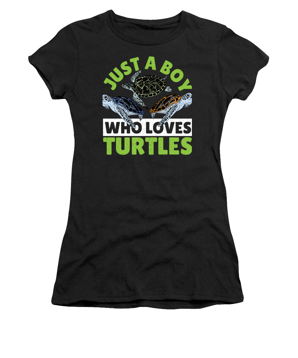 Turtle Women's T-Shirt featuring the digital art Just A Boy Who Loves Turtles - Ocean Animal Sea Turtle by Alessandra Roth