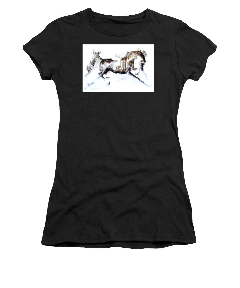 Equestrian Painting Women's T-Shirt featuring the painting Kamali by Janette Lockett