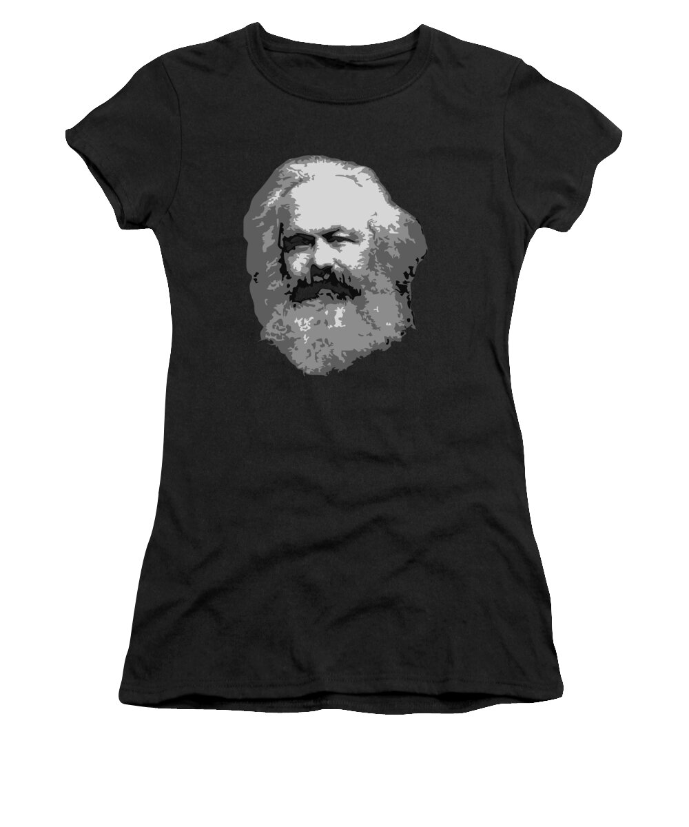 Karl Women's T-Shirt featuring the digital art Karl Marx Black and White by Filip Schpindel