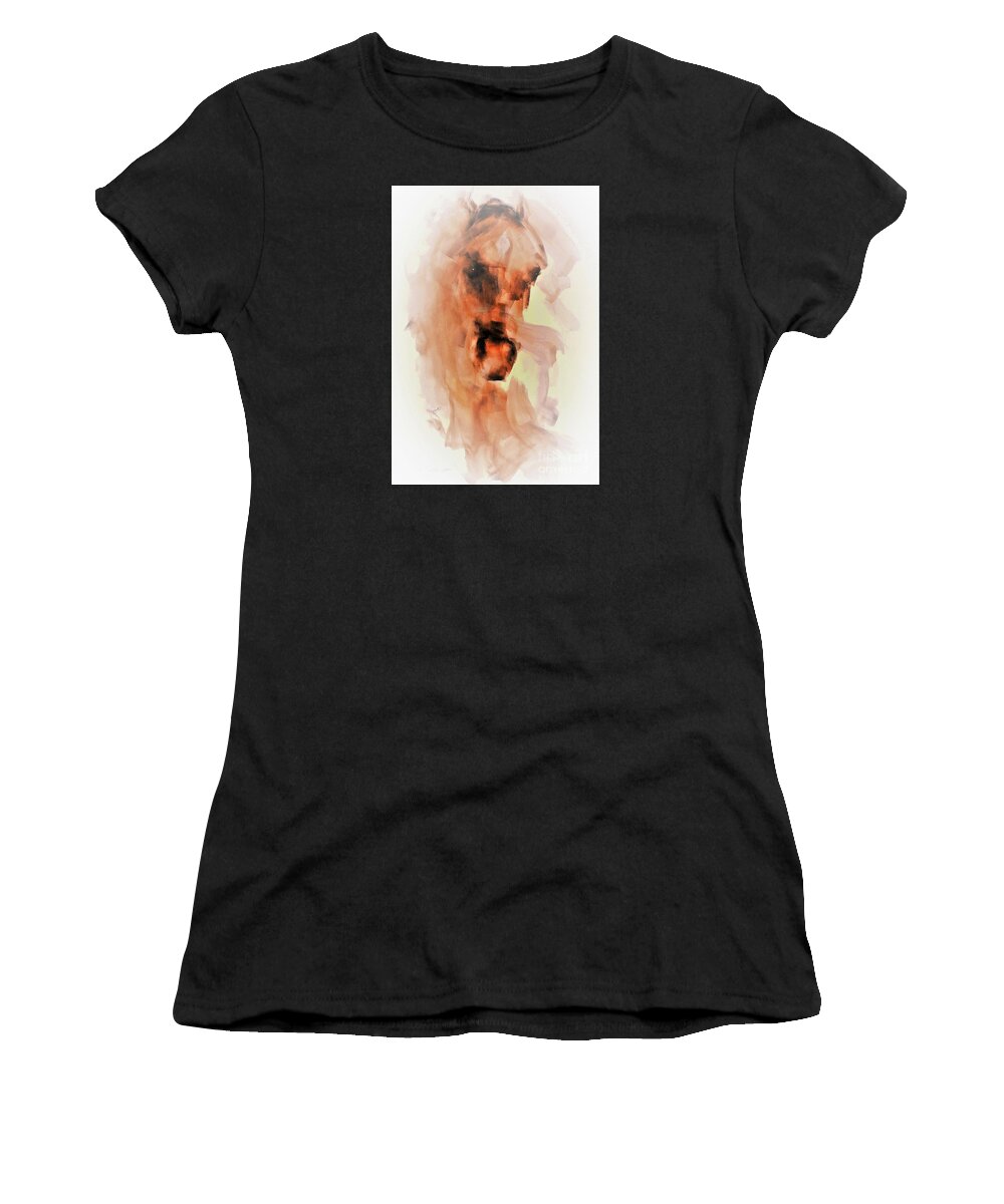 Equestrian Painting Women's T-Shirt featuring the painting Khan by Janette Lockett