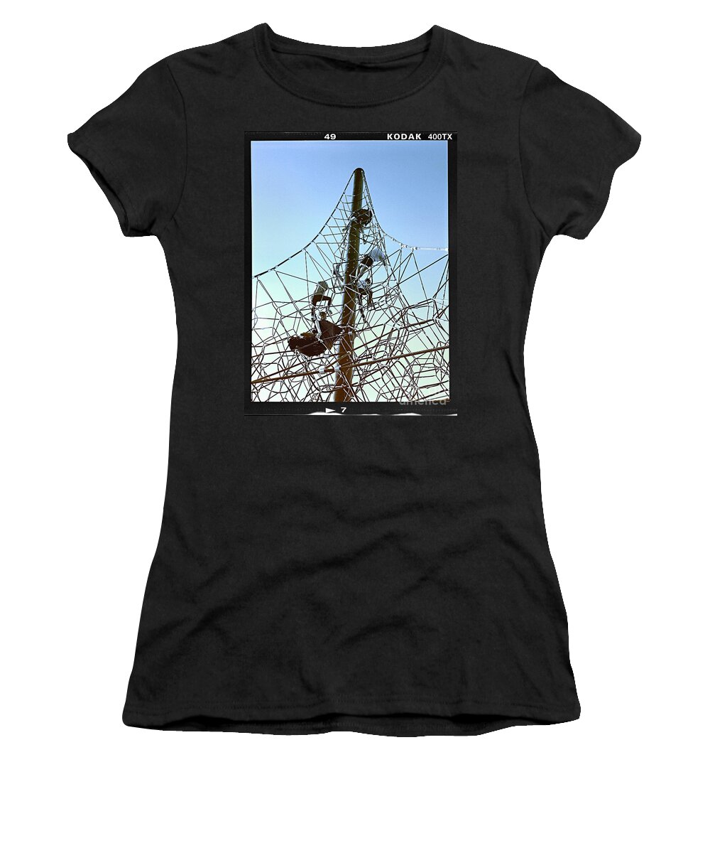 Adventure Women's T-Shirt featuring the photograph Kids Climbing Tower by Martin Konopacki