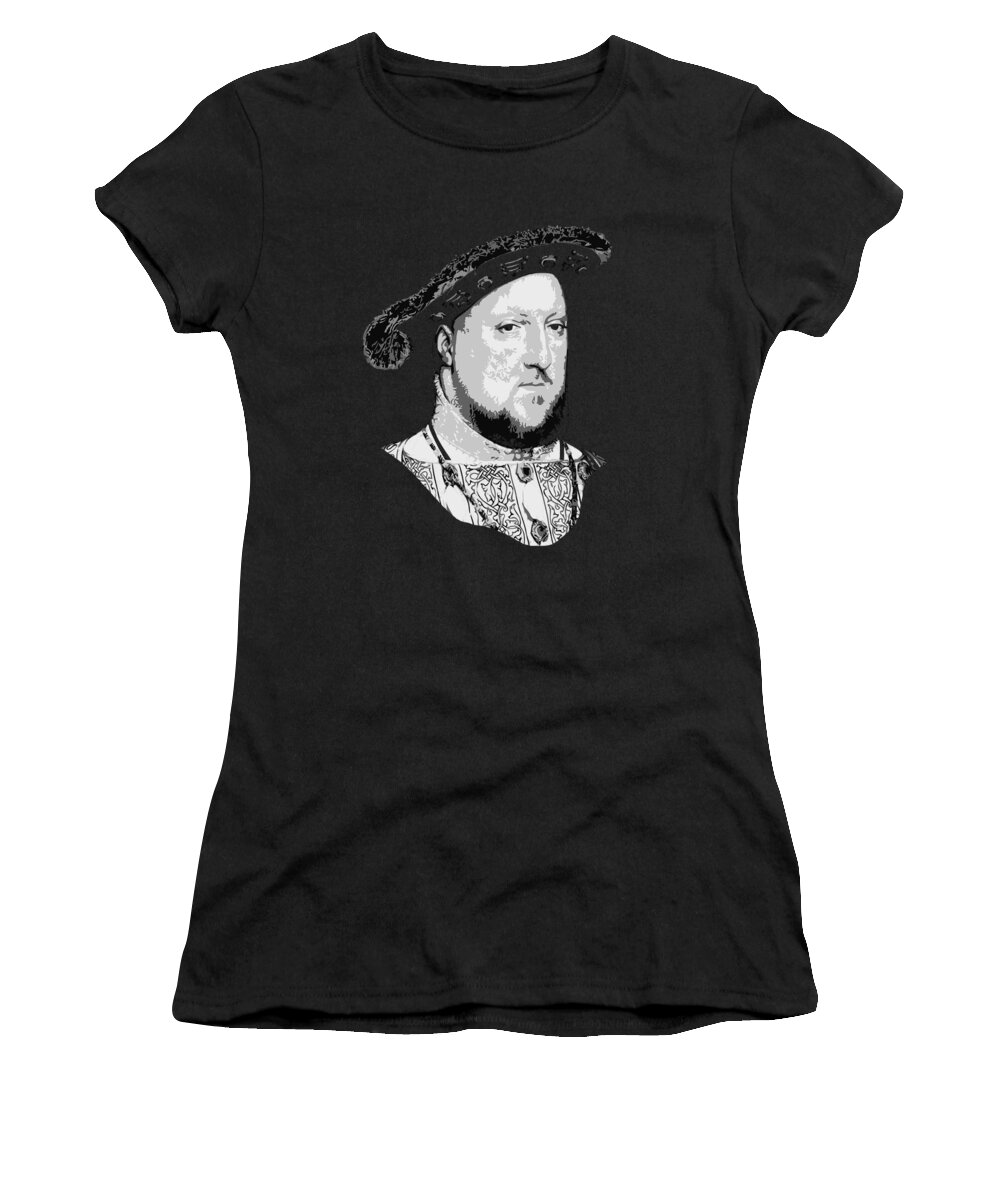 King Women's T-Shirt featuring the digital art King Henry VIII Black and White by Megan Miller