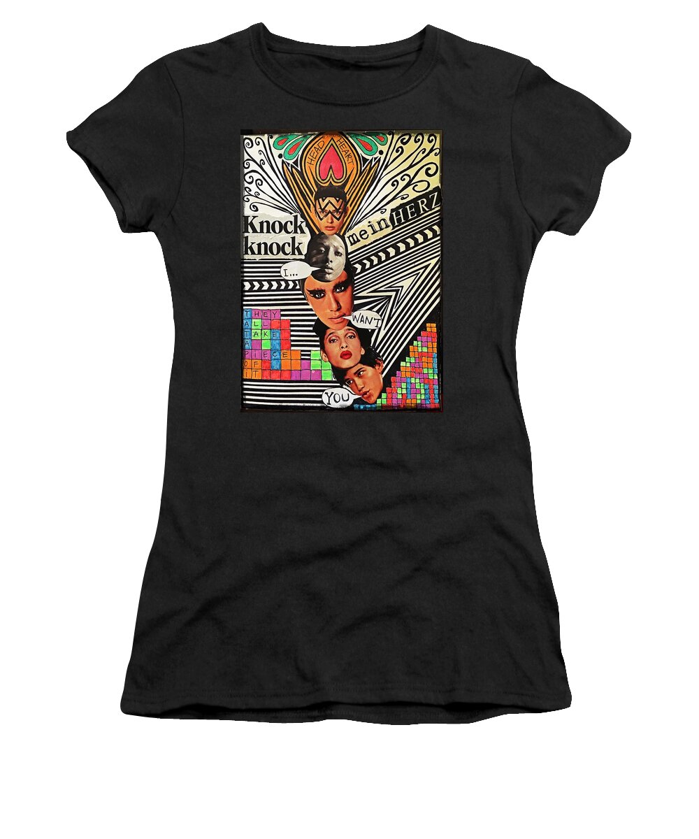 Collage Women's T-Shirt featuring the digital art Knock Knock by Tanja Leuenberger