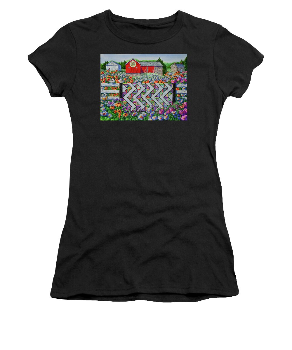 Barn Women's T-Shirt featuring the painting Kutztown Quilt Barn 2022 by Diane Phalen
