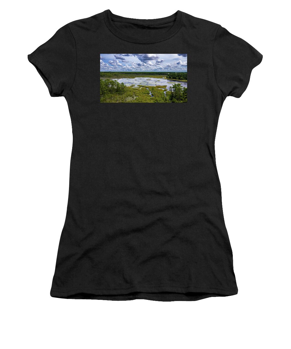 Fpp Women's T-Shirt featuring the photograph Lake in the Pine Barrens by Louis Dallara