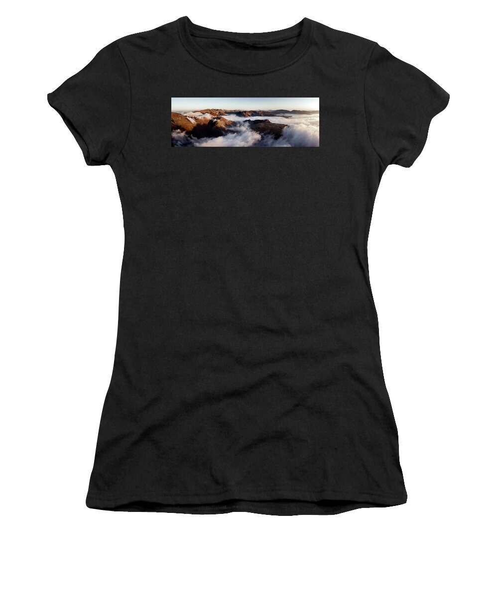 Panorama Women's T-Shirt featuring the photograph Langdale Valley Aerial Cloud Inversion Lake District by Sonny Ryse