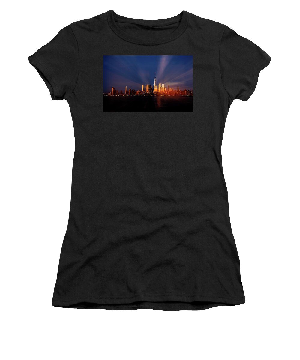 Nyc Women's T-Shirt featuring the photograph Last Light over NYC by Alina Oswald