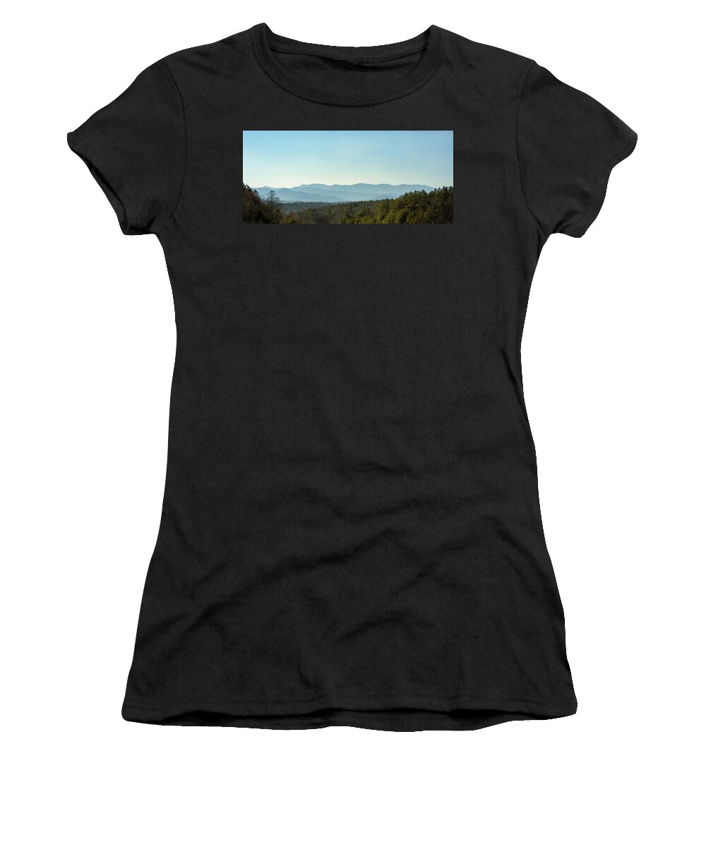 Dysartsville Road Exit Off I-40 Women's T-Shirt featuring the photograph Layers of Mountains by Joni Eskridge
