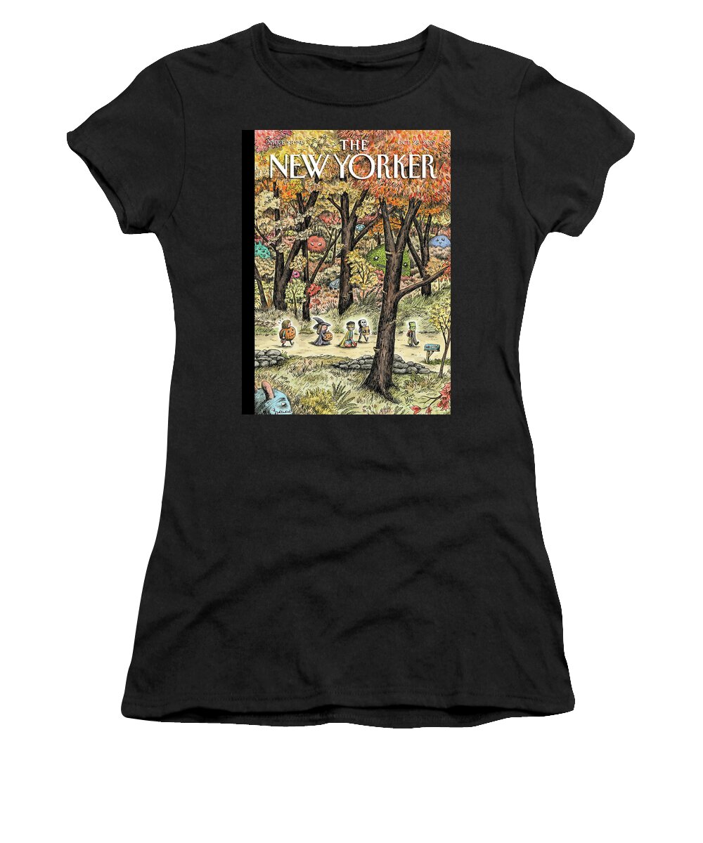 Leaf Peepers Women's T-Shirt featuring the painting Leaf Peepers by Ricardo Liniers
