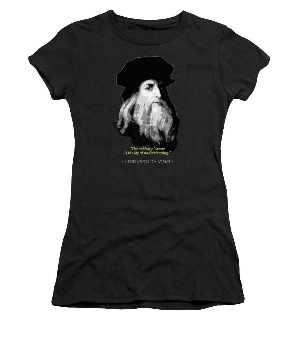 Leonardo Women's T-Shirt featuring the digital art Leonardo Da Vinci Quote by Filip Schpindel