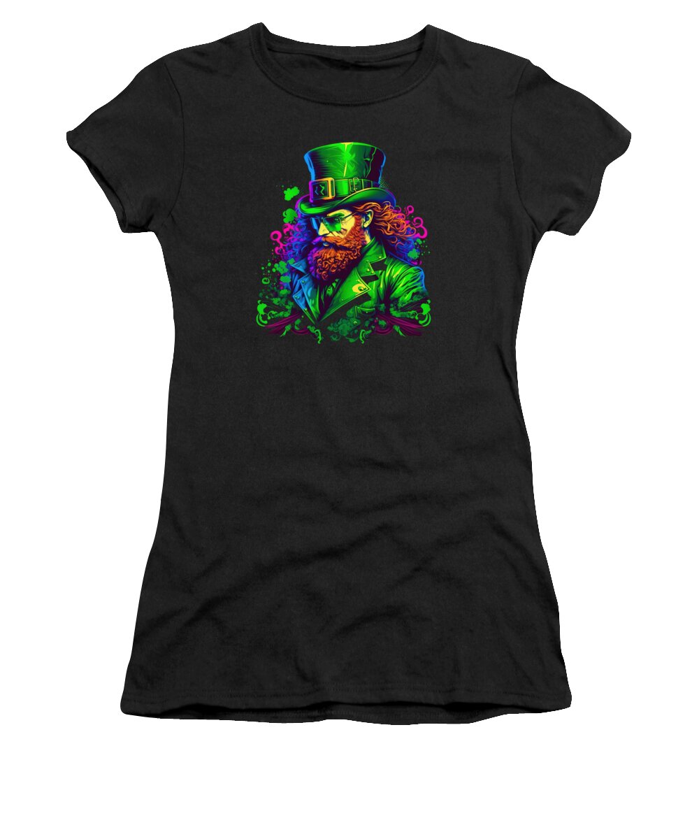 Cool Women's T-Shirt featuring the digital art Leprechaun St Patricks Day Retro Abstract by Flippin Sweet Gear