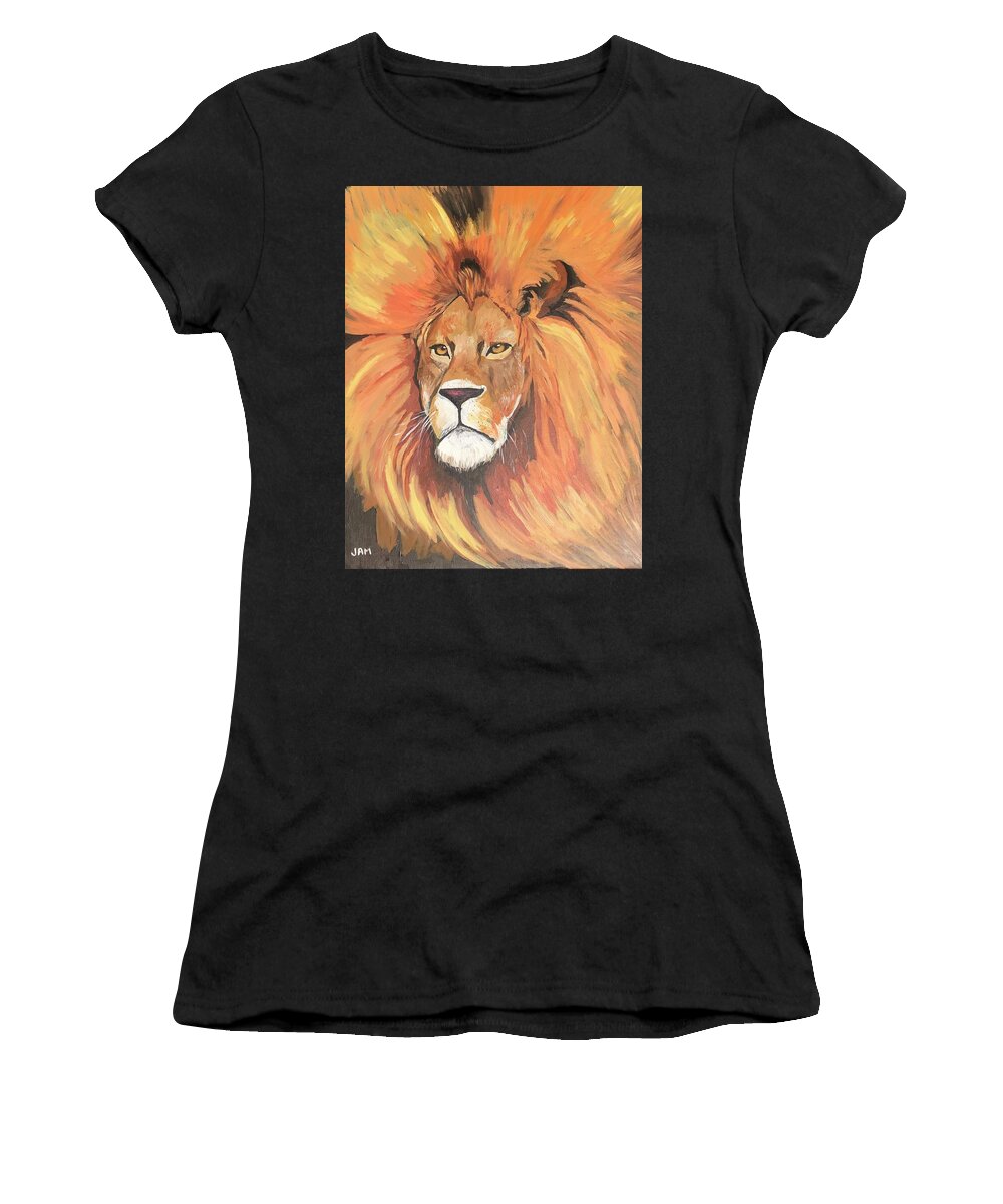  Women's T-Shirt featuring the painting Lion by Jam Art