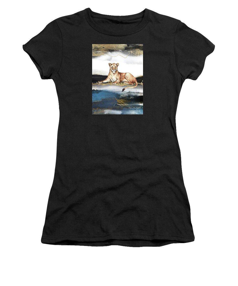 Lioness Women's T-Shirt featuring the painting Lioness Watercolor Animal Art Painting by Garden Of Delights