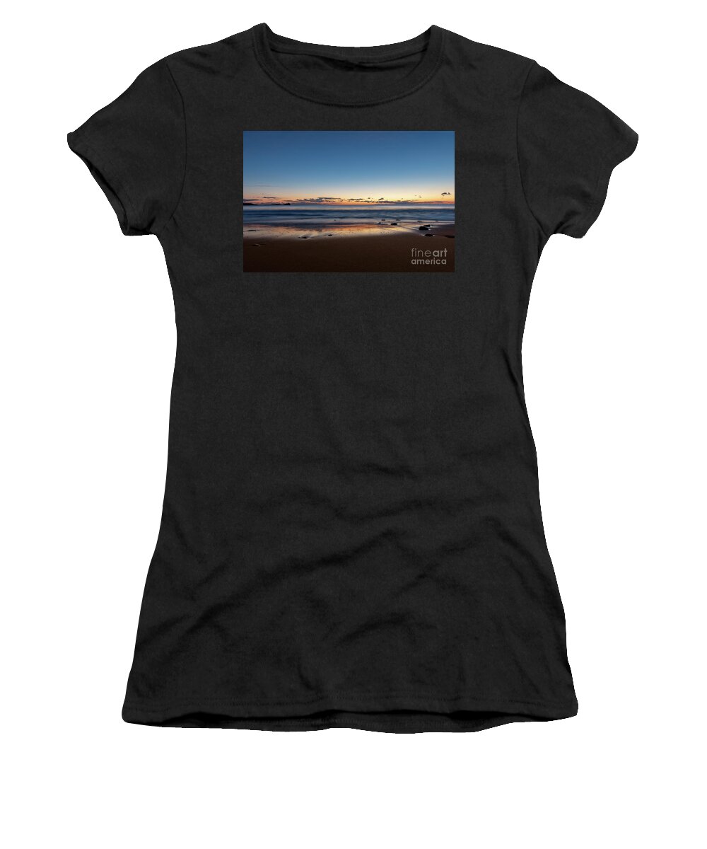 Llangennith Evening Beach Sea Women's T-Shirt featuring the photograph Llangennith evening by Minolta D