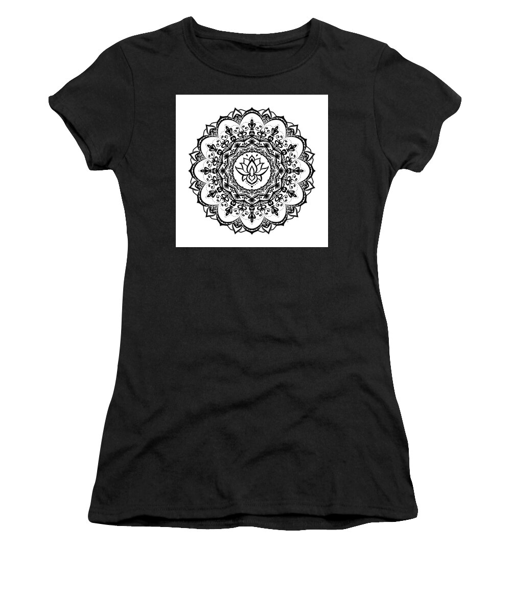 Mandala Women's T-Shirt featuring the digital art Lotus in Center Mandala by Angie Tirado