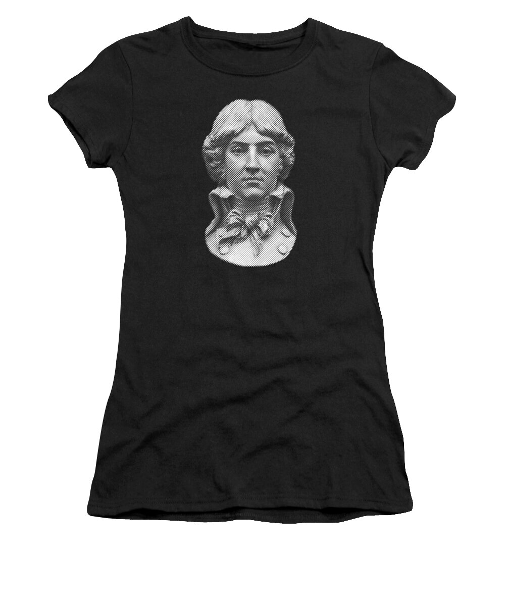 French Women's T-Shirt featuring the digital art Louis Antoine de Saint-Just, portrait by Cu Biz