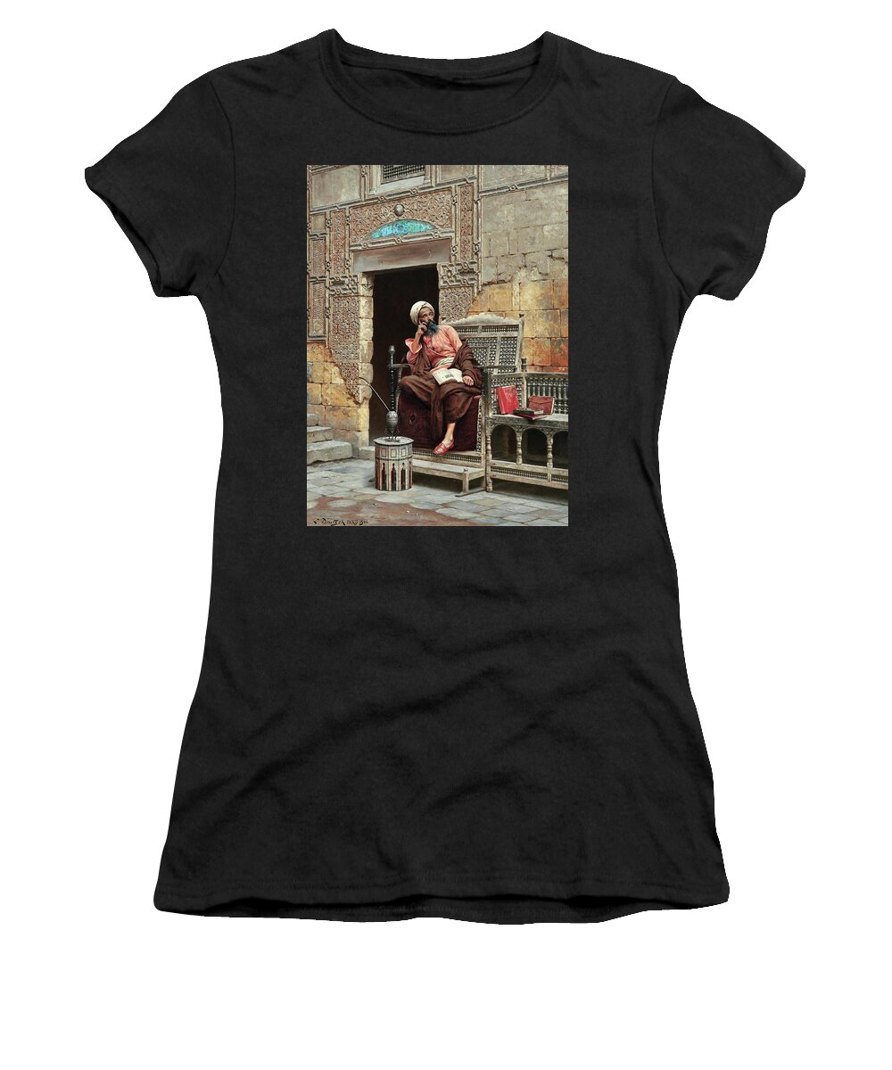  Women's T-Shirt featuring the painting Ludwig Deutsch The Scribe 1904 by Ludwig Deutsch