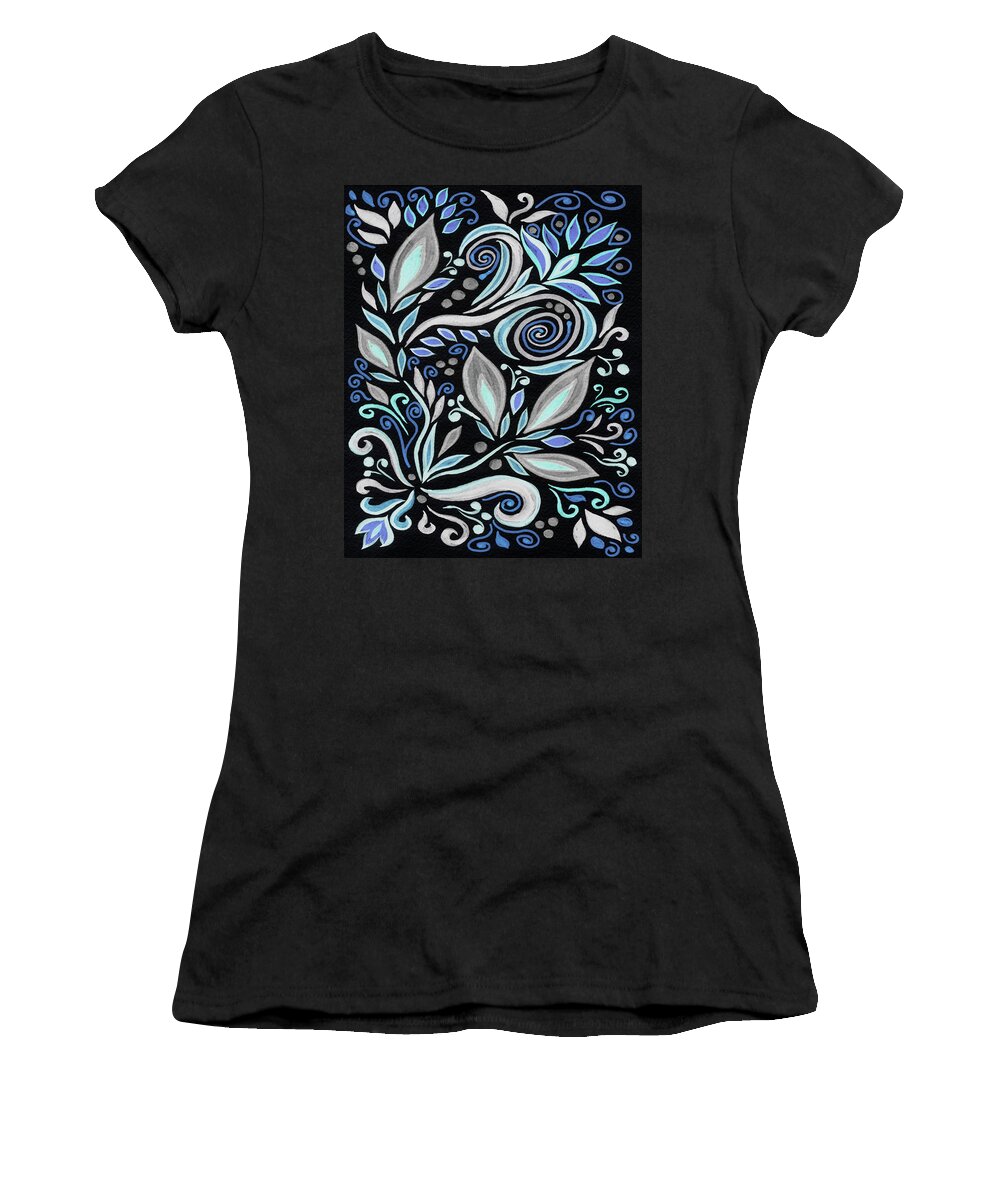 Floral Pattern Women's T-Shirt featuring the painting Magical Floral Pattern Tiffany Stained Glass Mosaic Decor XVII by Irina Sztukowski
