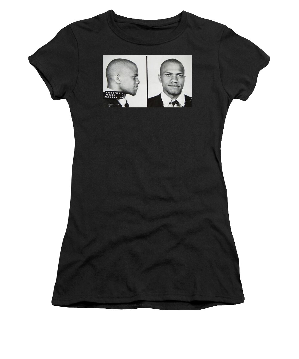 Malcolm X Women's T-Shirt featuring the photograph Malcolm X Mug Shot Mugshot 2 by Tony Rubino
