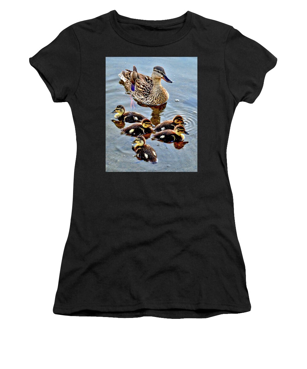 Baby Ducks Women's T-Shirt featuring the photograph Mama by Susie Loechler