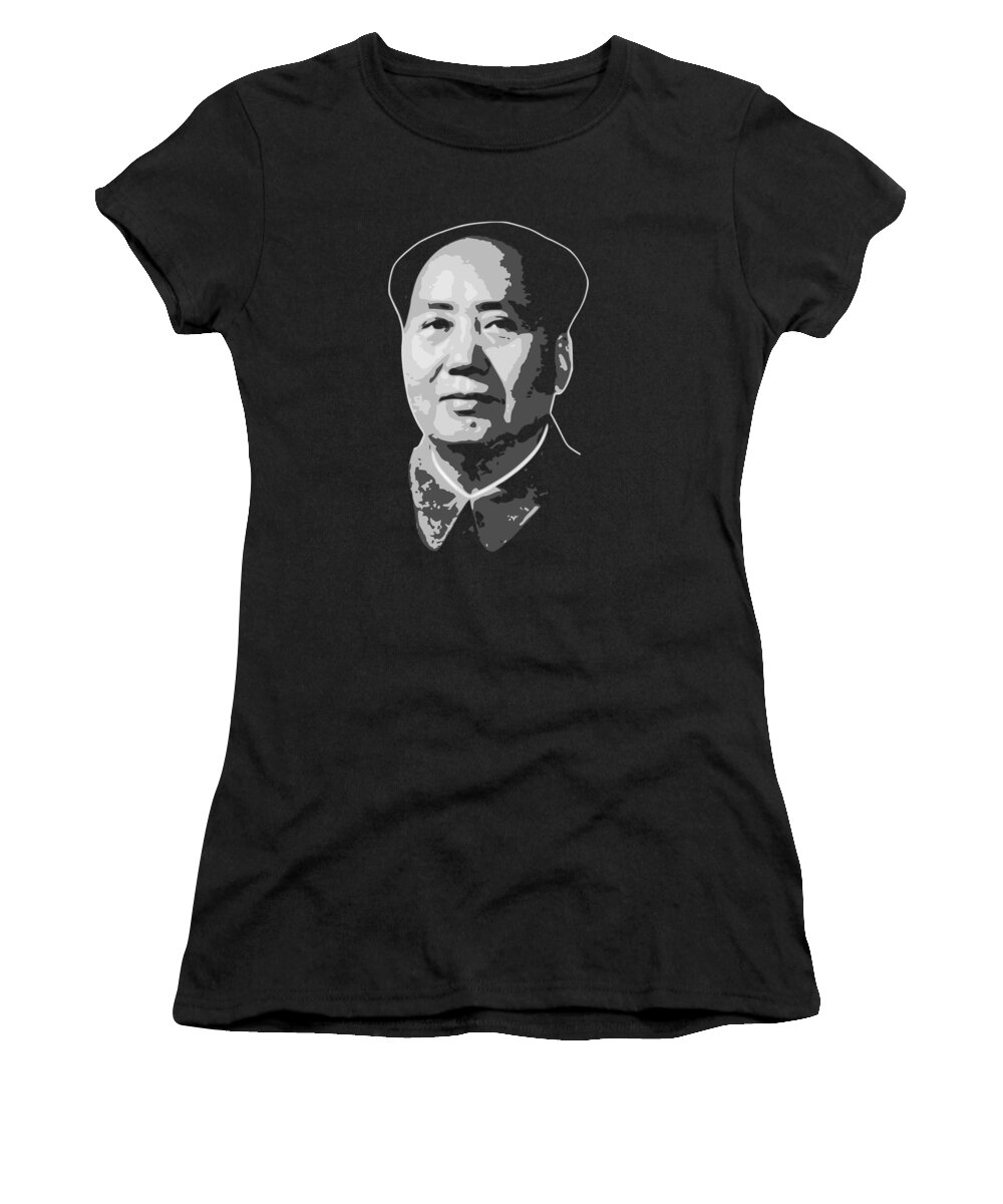 Mao Women's T-Shirt featuring the digital art Mao Black and White by Filip Schpindel