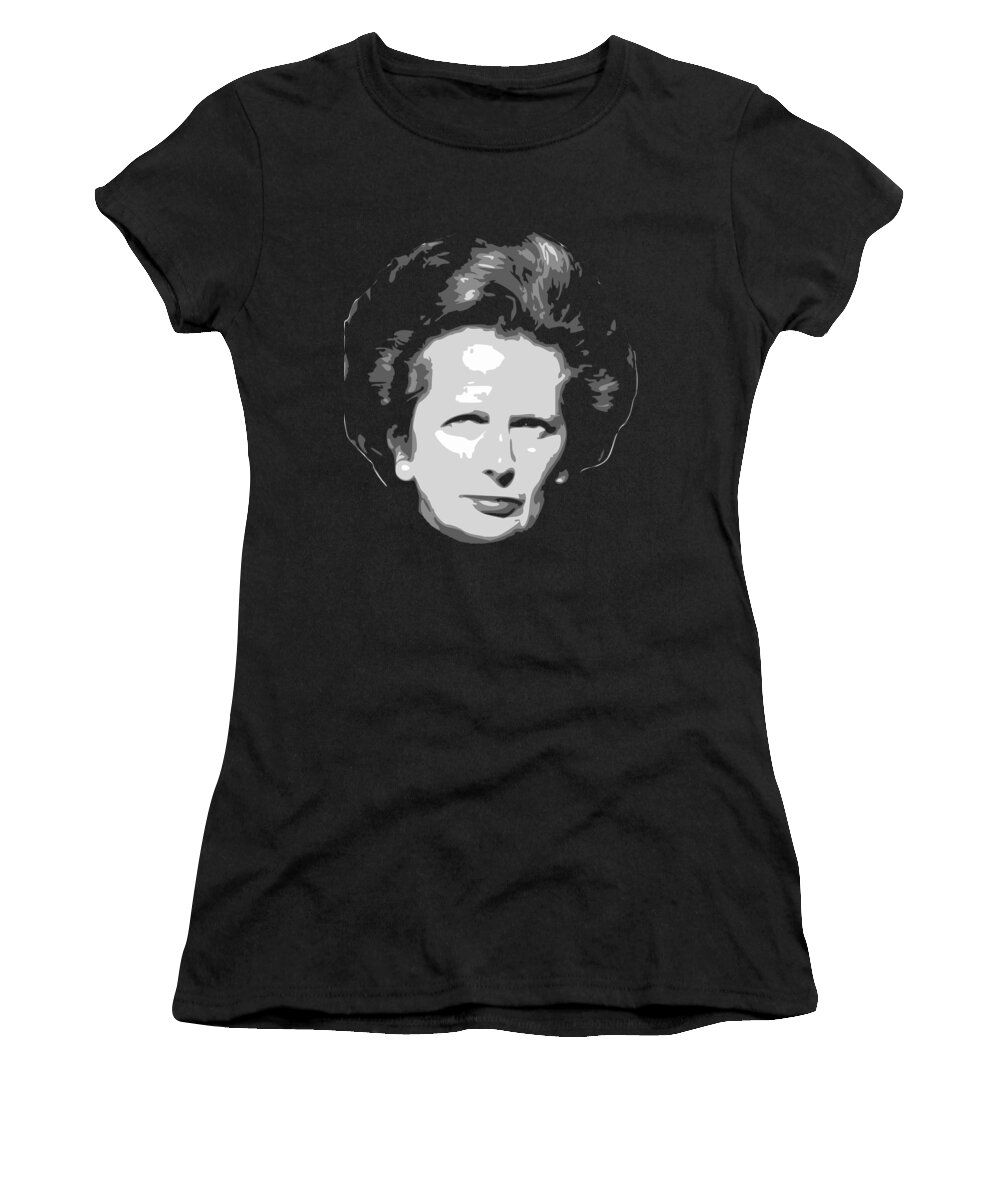 Margeret Women's T-Shirt featuring the digital art Margeret Thatcher Black and White by Megan Miller