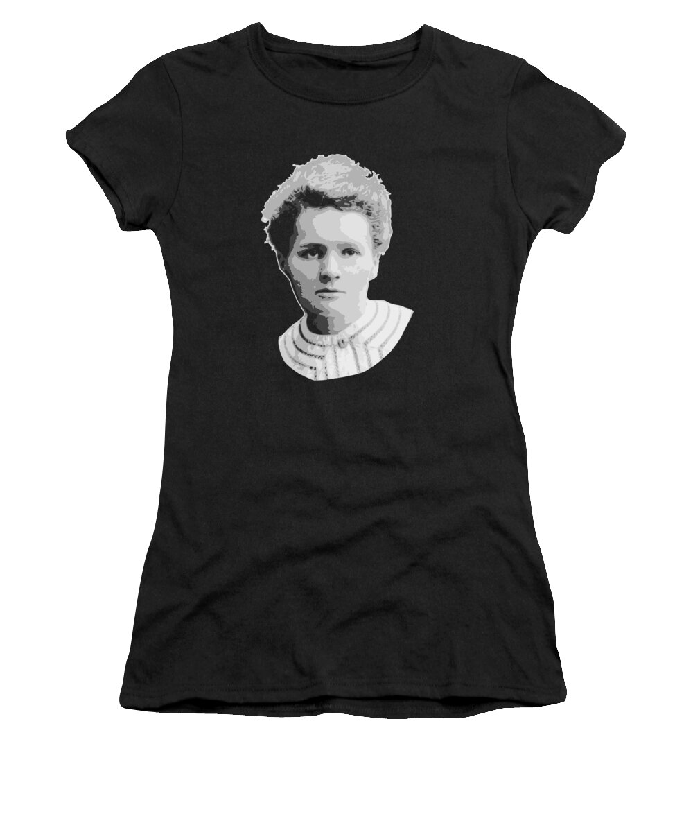 Marie Women's T-Shirt featuring the digital art Marie Curie Black and White by Megan Miller